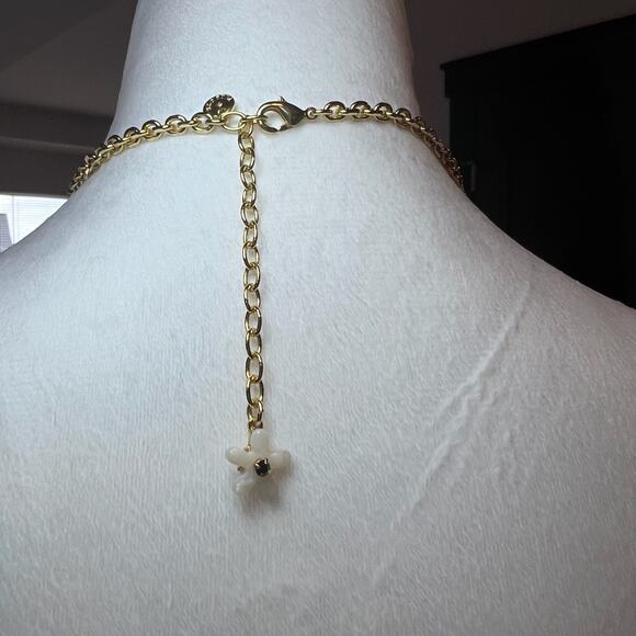 Talbots Black White Gold Floral Statement Necklace 140 - Picture 12 of 16